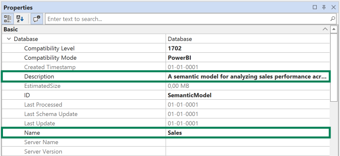 Establecer la propiedad Nombre de base de datos