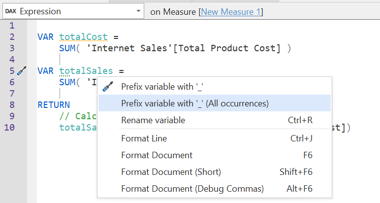 Acción de código: todas las ocurrencias