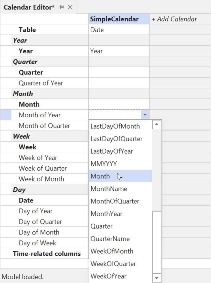 Seleccionar una columna en el menú desplegable